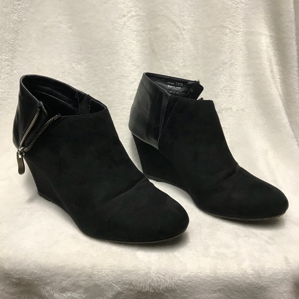 CL by Laundry Faux-Suede/Leather Wedge Boots